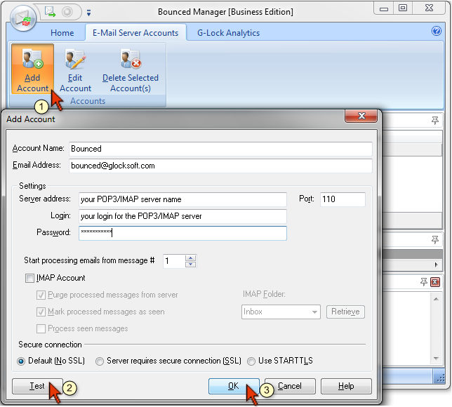 create account in bounced manager