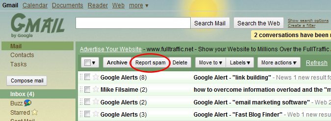 report email as spam in gmail