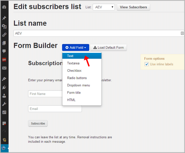 add new field to the optin form