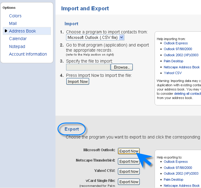 Save Yahoo contacts to file